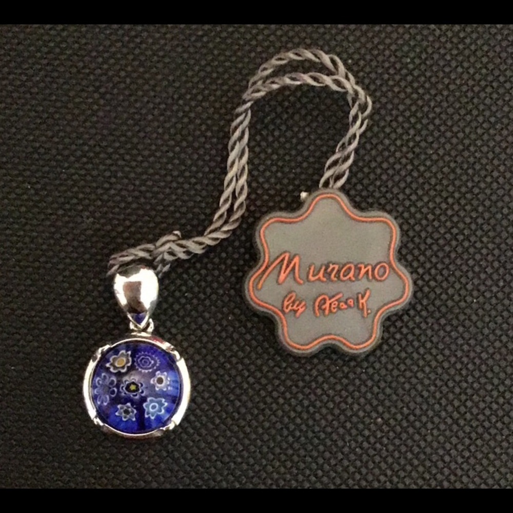 🆕Murano Millefiori Italian glass silver pendant.